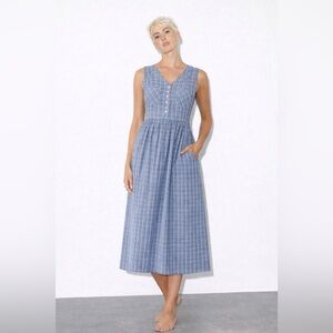 Vinatage Erika & Co Sleeveless Blue Plaid Midi Dress size M